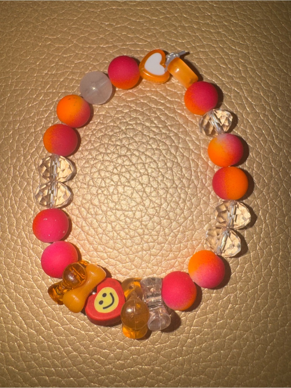 Kids Gradient Pink & Orange Beaded Stretch Bracelet